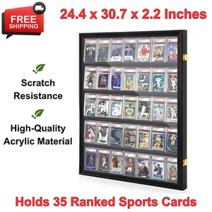 35 Graded Sports Card Display Case, Large Lockable Baseball Card Display Cabinet - Picture 1 of 8