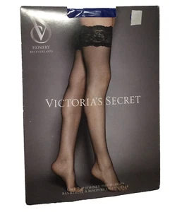 New Victoria's Secret Lace Top Fishnet Thigh Highs Stockings Blue Medium N7040 - Picture 1 of 4