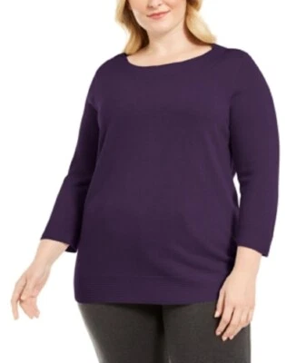 Suéter Pullover Karen Scott Para Mujer Talla Grande Escote Ballet, Colores Surtidos Foto 1 de 4