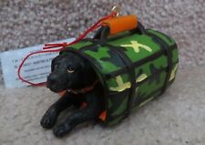 Black Dog in Camouflage Carrier Ornament