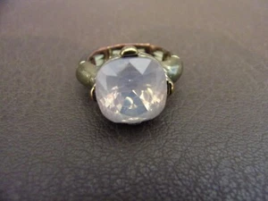 Brass Tone Flexband Ring With Opalescent Stone Size 6 Plus - Picture 1 of 6