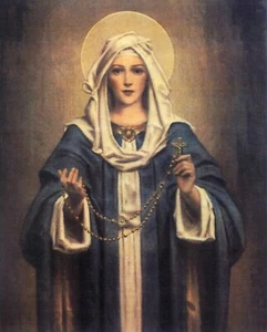 Cuadro estampado católico - Nuestra Señora del Rosario - 8" x 10" listo para ser enmarcado - Imagen 1 de 2