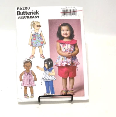 Butterick Fast & Easy B6200  Sz 1/2-4 Toddlers Top Dress Shorts Pants Uncut Ff - Image 1 of 4