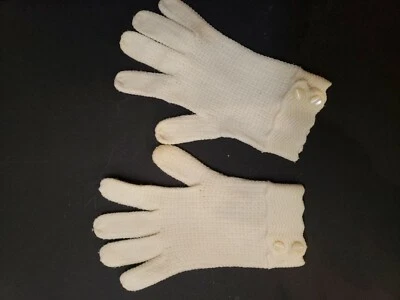 Par de guantes vintage para niñas blanco roto delicados  Foto 1 de 4