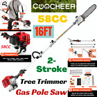 58CC Gas Powered Pole Saw 9.4FT Gas Pole Saw For Tree Trimming 2-Cycle Trimmer
