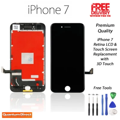iPhone 7 Retina LCD Digitiser Touch Screen Replacement Grade AAA - BLACK - Image 1 of 4