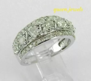 3.21CT Lab Created Round Cut VVS1 Diamond Wedding Band Ring 14K White Gold Over - Picture 1 of 5