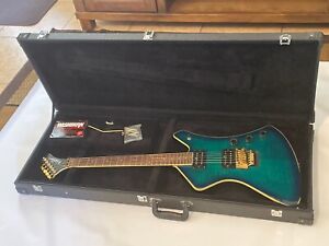 1990's Washburn A10 Stage Series Reissue Transparent Green Flame Guitar OHSC
