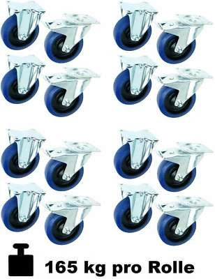 4 Set 125 mm Bockrollen BLUE WHEELS Transportrollen Lenkrollen mit Bremse SL ECO
