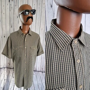 MOntage Collection Vintage Striped Shirt -XL- Brown Polyester Geek Chic CJ96 - Picture 1 of 11