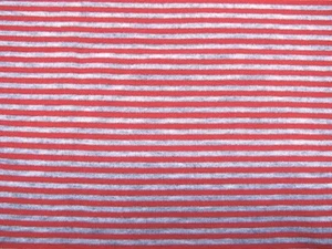 Vintage Red Gray Stripe Knit Fabric Tubular Knitted T-shirt Weight 1 Yard 60" - Picture 1 of 4