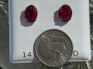 Ruby Oval Cut Stud Earrings 14kt Solid White Gold - Picture 1 of 12