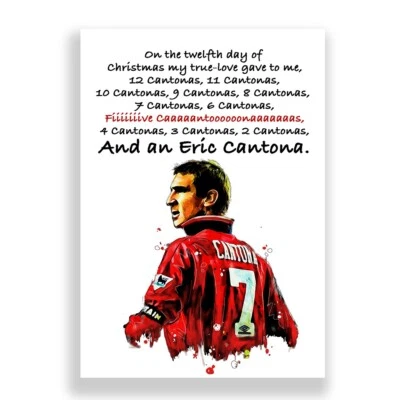 THE FOOTBALL PRINT ROOM MANCHESTER UNITED CHRISTMAS CARD | ERIC CANTONA CHRISTMAS CARD