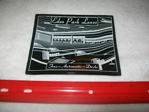 SMOKE GLASS,WHITE DESIGN&LETTERING,EDEN PARK BOWLING LANES ASHTRAY~McKEESPORT,PA - Picture 1 of 3