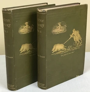 1893 STRAY SPORT Two-Volume Set, by J. Moray Brown,  Vintage Hunting Books - Picture 1 of 24