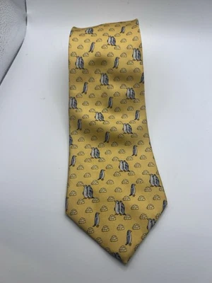 Tommy Hilfiger Hombres Corbata Cuello Dorado Amarillo Pingüinos Iglús Extravagante Divertido Ecléctico Foto 1 de 4
