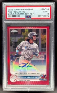 Topps Pro 2022 debut cromo rojo refractor #PDC-93 Austin Martin automático/5 PSA 9 - Imagen 1 de 2