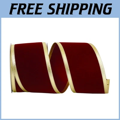 Velvet Dynasty Wired Ribbon, Burgundy, 4"x20 Yards - Image 1 of 2