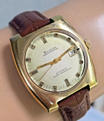Vintage BULOVA OCEANOGRAPHER men's automatic watch 11BLACD Date swiss 1968 - Image 1 of 4