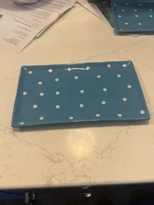 Maxwell & Williams Streusel Rechteck 10" x 6" Tablett/Teller blau weiße Punkte - Bild 1 von 4