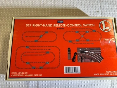 LIONEL 65122 027 27" RIGHT HAND REMOTE CONTROL SWITCH NEW IN ORIGINAL BOX - Image 1 of 4