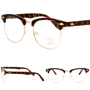 Classic Vintage Eyeglasses Retro Fashion New Mens Women Tortoise with Clear Lens - Picture 1 of 3