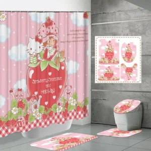 SANRIO ANGEL HELLO KITTY BATHROOM SET SHOWER CURTAIN RUG TOILET SEAT HOME DECOR - Picture 1 of 3