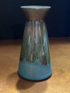 Flower VASE SMALL 4.5-inches tall Ceramic Blue and Olive Green - Picture 1 of 7