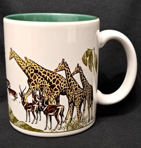 Hallmark African Safari Animals Ceramic Coffee Mug Cup Zebras Giraffes Antelope - Picture 1 of 5