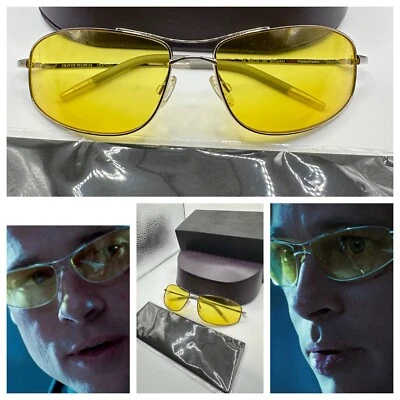 with tags Oliver Peoples Nitro 64 Shooter Yellow Brad Pitt  Silver 523 G1N - Image 1 of 4