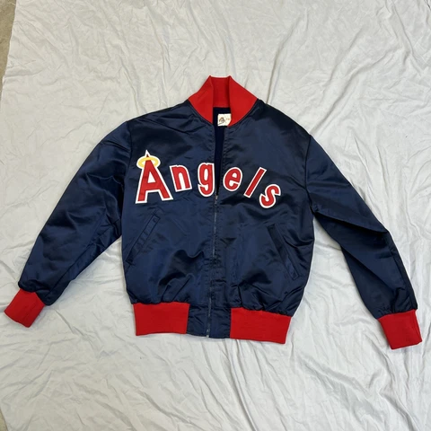 VTG All Year Pro Motions Anaheim Angels Lined Zip Up Satin Jacket Size Small M Cover