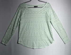 Cruel Denim Women Top Small Mint Green Blouse Crochet Lace Button Up EUC - Picture 1 of 8