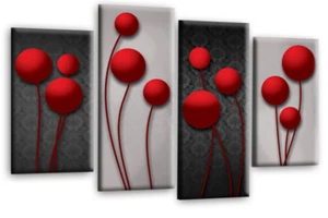 Floral Wall Art Red Rose Living Room Framed Split Canvas Picture Flower Set7 - Picture 1 of 38