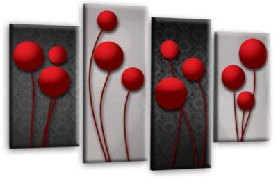 Floral Wall Art Red Rose Living Room Framed Split Canvas Picture Flower Set7 - Image 1 of 4