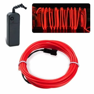 Neon LED Lights Glow EL Wire String Strip Rope Tube Decor Car Party + Controller - Picture 1 of 18