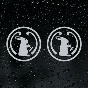 (2x) Mad River Canoe Smoking Bunny Rabbit Die-Cut Decal Vinyl Stickers - Picture 1 of 17