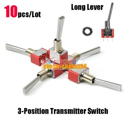 10Pcs 3-Position Long Toggle Switch For Wakera Flysky RadioLink AT9S Transmitter - Image 1 of 4