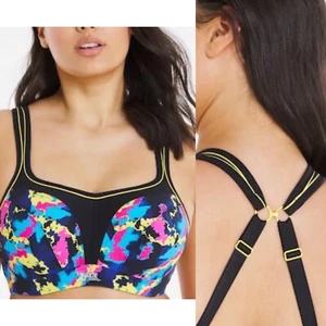 New Panache High Impact Wired Padded Sports Bra Mesh Colorful Size 40GG - Picture 1 of 11