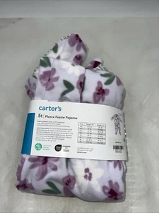Carter's Pajamas Girls 5T Warm Fleece Footed Zipper Closure Long Slv Floral - Picture 1 of 6