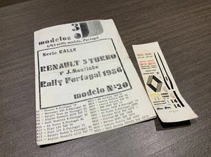 Rare decals MODELOS 3J Renault 5 Turbo MOUTINHO Portugal 86 1/43 Scale - Imagen 1 de 2