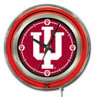 Indiana Hoosiers HBS Neon Red College Battery Powered Wall Clock (15")