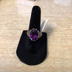 BBJ 925 Sterling Silver Amethyst And Spinel? Ornate Ring Size 6 - Picture 1 of 6