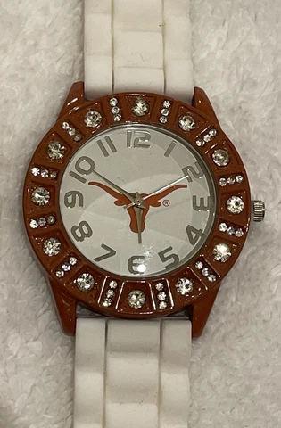 New Women's Watch Texas Longhorns Rhinestone Jelly Silicone Bling Glitz Cover