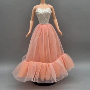1984 BARBIE PEACHES N CREAM DRESS ORANGE WHITE IRIDESCENT FASHION DOLL CLOTHES - Picture 1 of 23