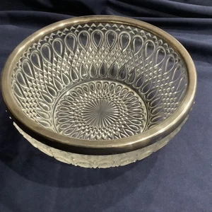VINTAGE 1960's CUT CRYSTAL SILVERPLATE RIM BOWL MADE IN ENGLAND MARKED  - Picture 1 of 4