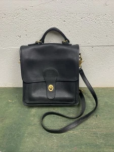Bandolera clásica negra vintage Coach de cuero J8U-5130 sin etiqueta colgante - Imagen 1 de 10