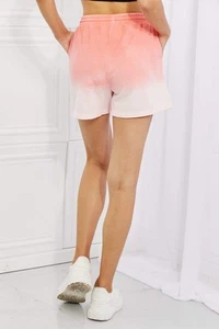 Zenana In The Zone Full Size Dip Dye High Waisted Shorts In Coral - Picture 1 of 10