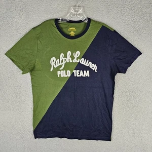 Polo Ralph Lauren Tee Shirt Mens Medium Green Navy Slim Fit Embroidered Pullover - Picture 1 of 8