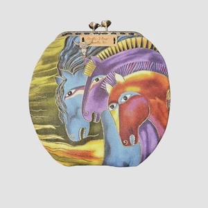 Pochette doppia J Bags Kisslock con tessuto alloro Burch cavalli selvaggi 6"X5,75"X4" - Foto 1 di 8