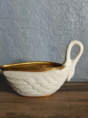 Antigua Copa Cisne Figura Porcelana Imperio M. Imp le de Sevres Francia Dorado Foto 1 de 4